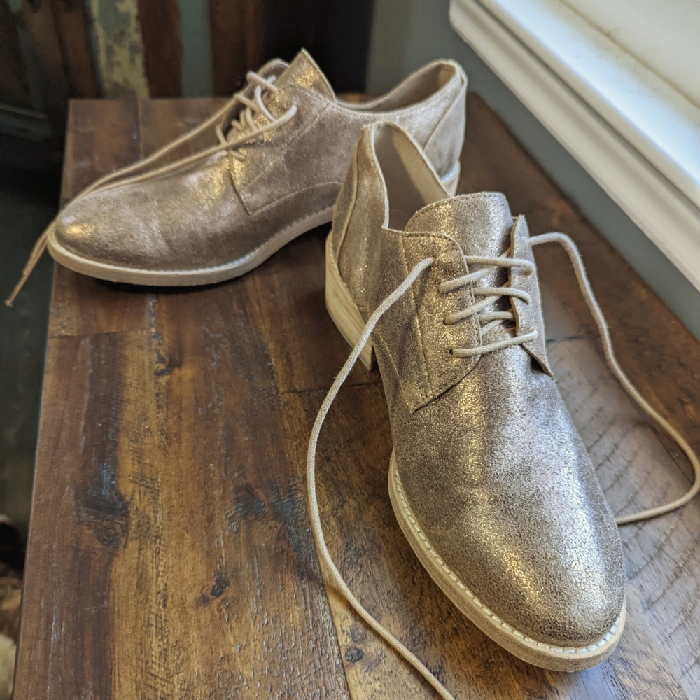 Eileen Fisher metallic leather oxfords